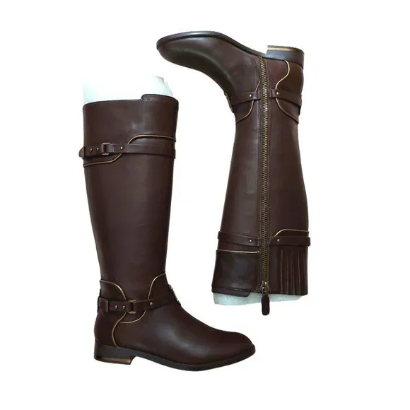BCBGMAXAZARIA Brown Calf Leather Riding Boots Retail $398 Size 6 - Picture 2 of 12